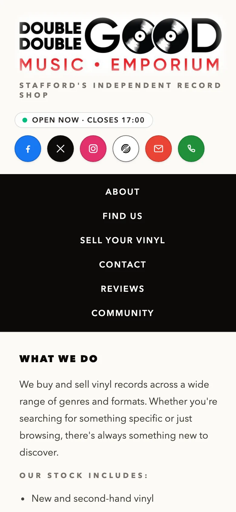 Double Double Good website mobile homepage screenshot